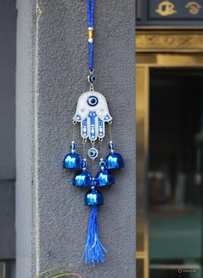 DT DECTONE Lucky Hamsa Hand Evil Eye Wind Chime Evil Eye for Home & Door.Blue Nazar Hamsa - Image 1